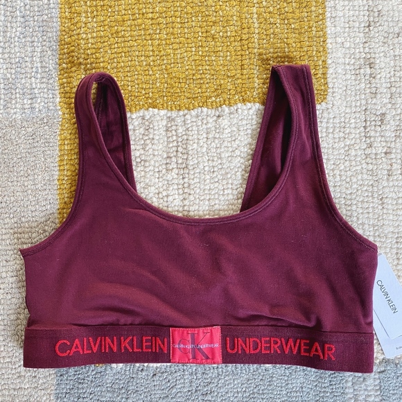 Calvin Klein Unlined Burgundy Bralette size large - Picture 3 of 5